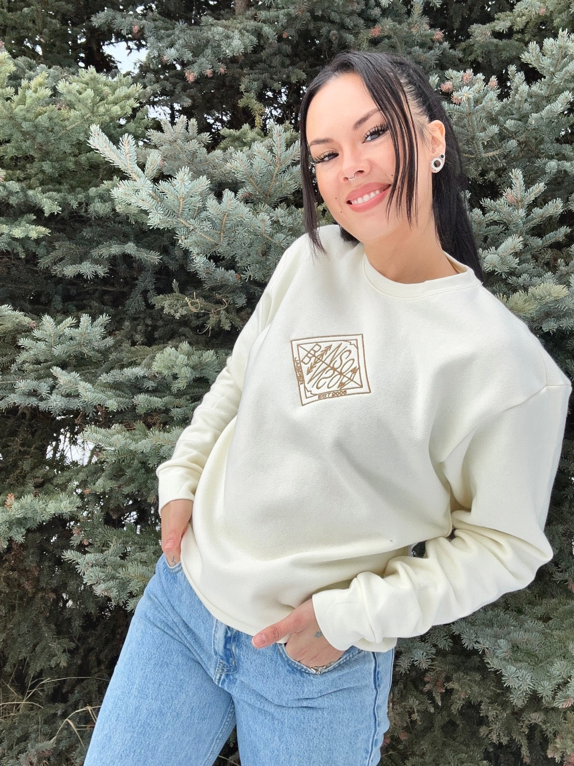 Cream Reflections Crewneck Sweatshirt  (Unisex Fit)