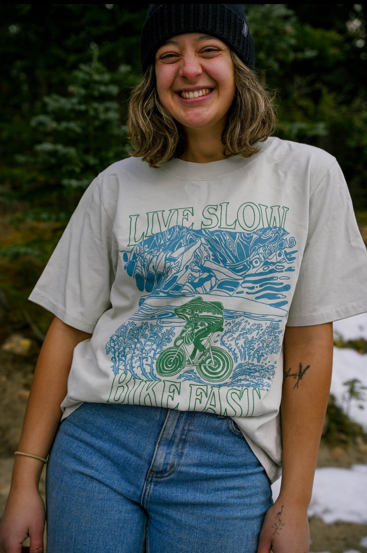 Live Slow Bike Fast Women's Cream Tee