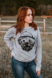 Bear Crewneck Sweatshirt - Grey  (Unisex Fit)